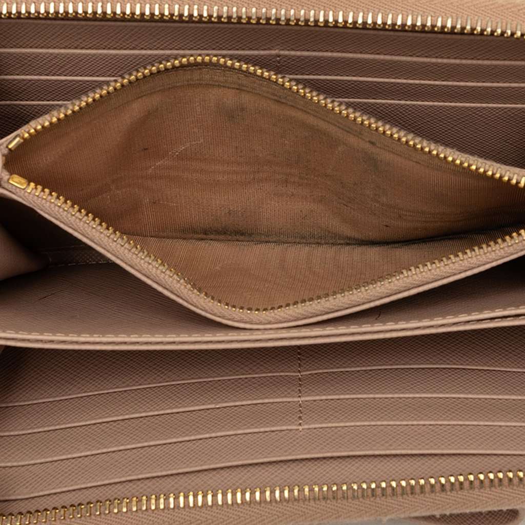 Prada Saffiano Fiocco Bow Long Wallet Brown Leather Very good - Model View