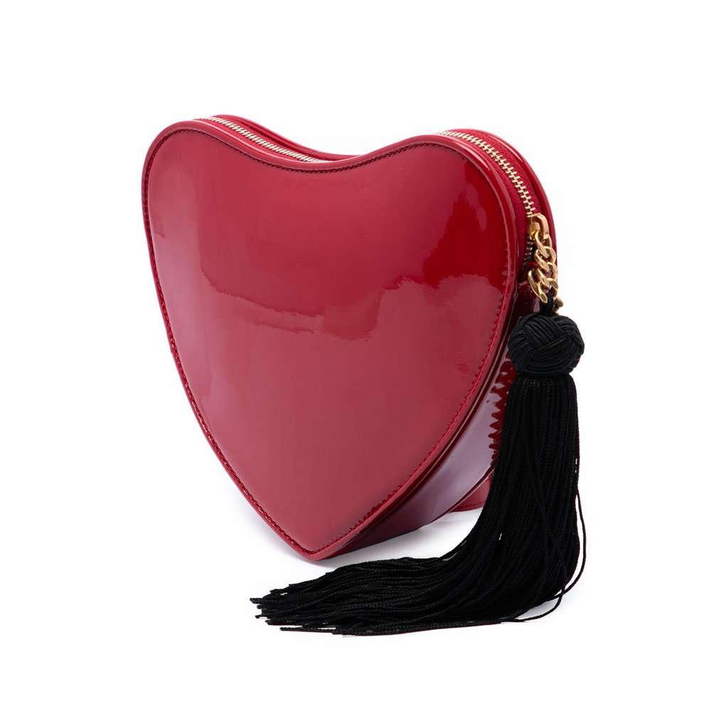 Saint Laurent Small Patent Sac Coeur Heart Crossbody Red Leather Very good - Back View