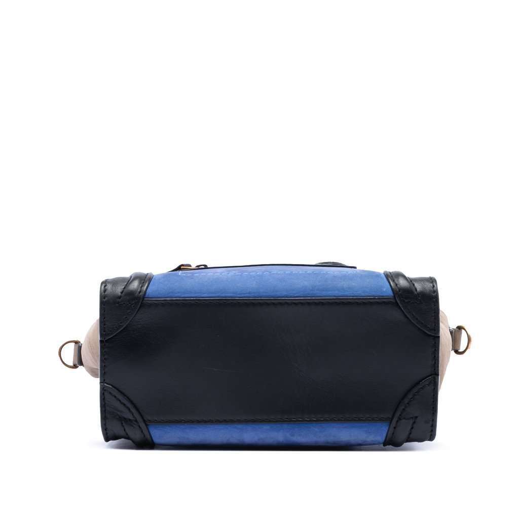 Celine Nano Tricolor Nubuck and Calfskin Luggage Tote Blue Leather Very good condition - Inside View