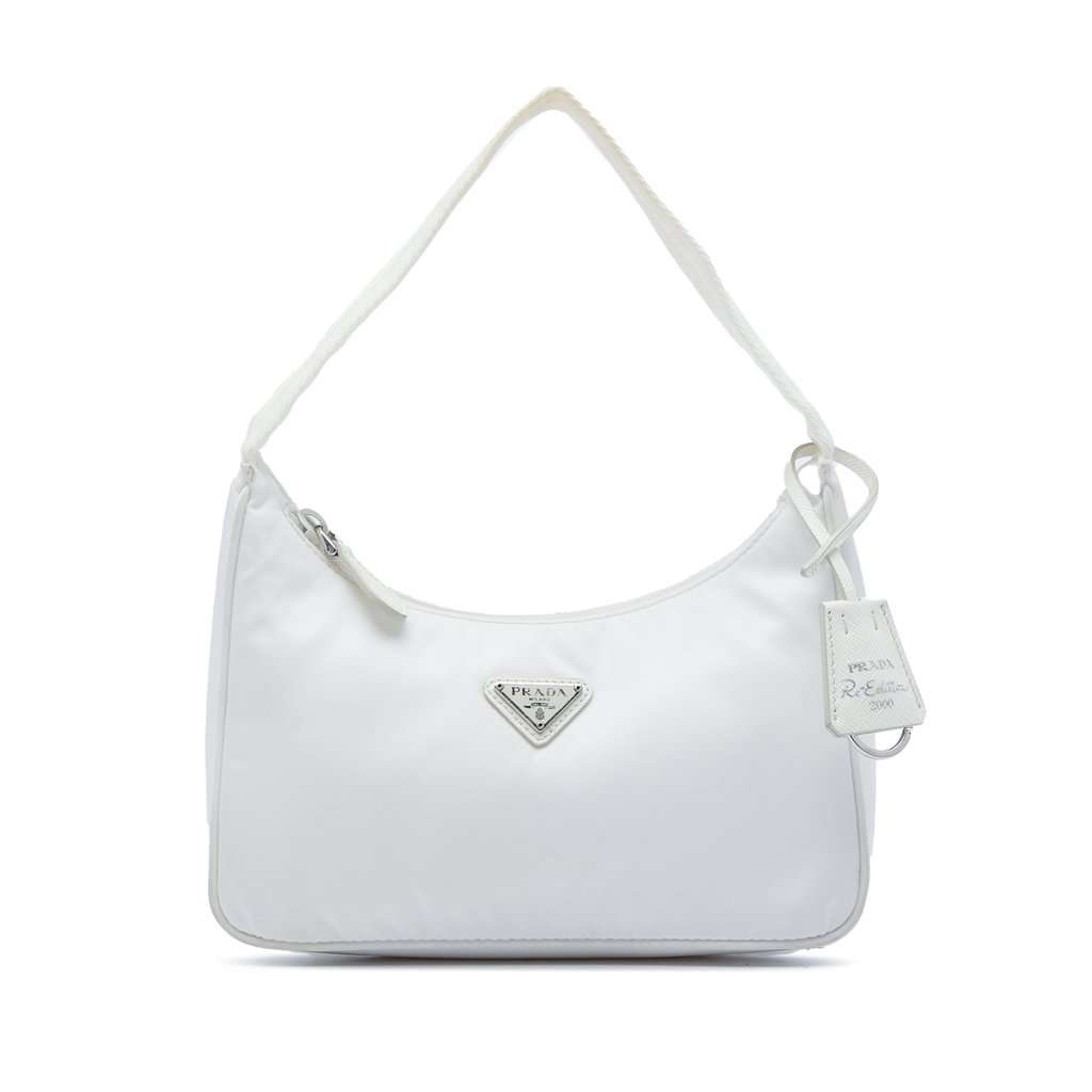 Prada Mini Tessuto Re Edition 2000 Shoulder Bag White Good - Front View