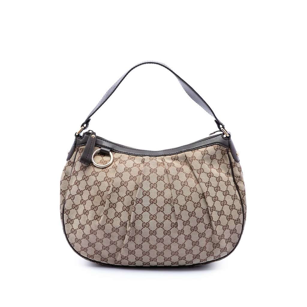 Gucci GG Canvas Sukey Shoulder Bag Beige Very good - Front View