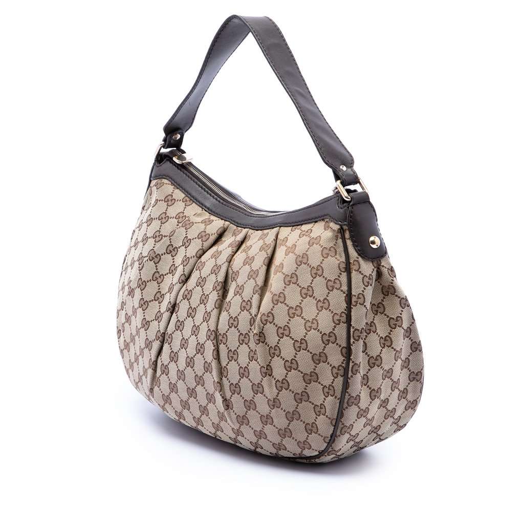 Gucci GG Canvas Sukey Shoulder Bag Beige Very good - Back View