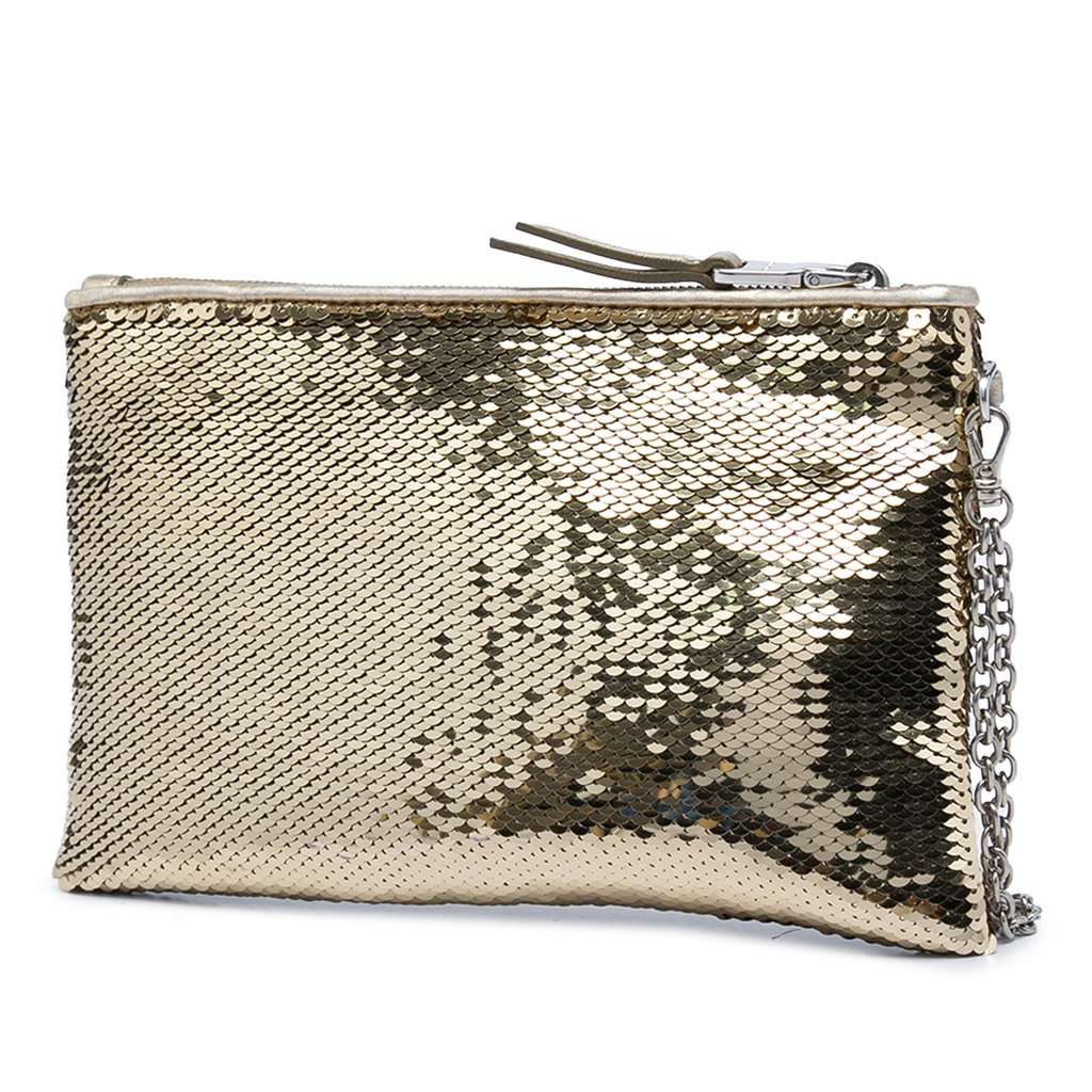 Miu Miu Metallic Sequin Clutch Gold Very good - Back View