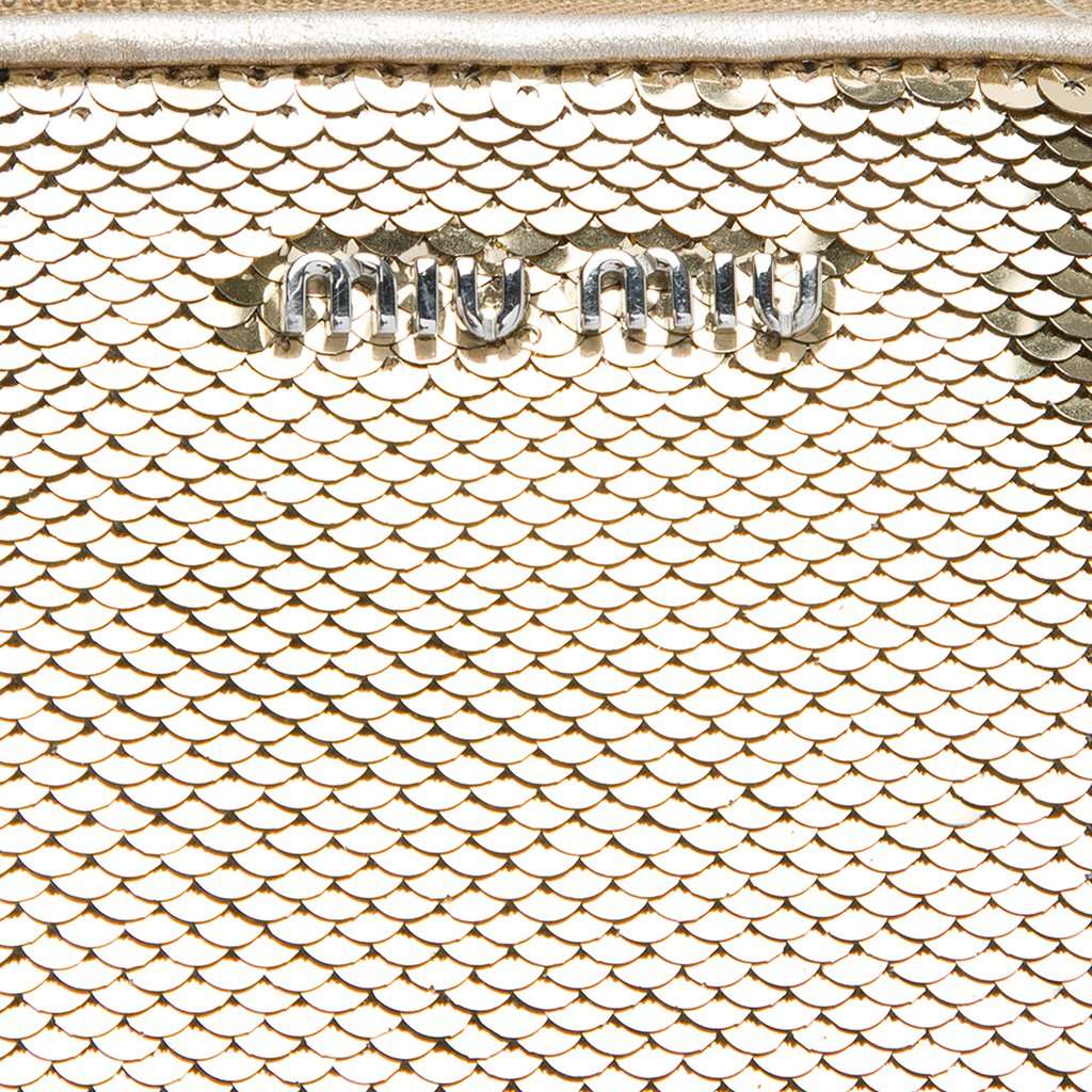 Miu Miu Metallic Sequin Clutch Gold Very good - Box View