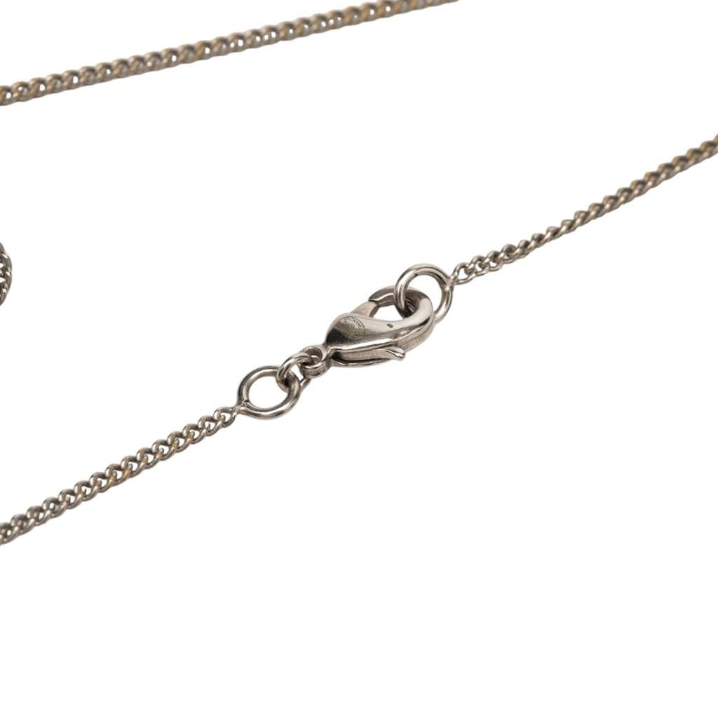 Chanel CC Brass Faux Pearl Pendant Necklace Silver Metal Very good - Inside View
