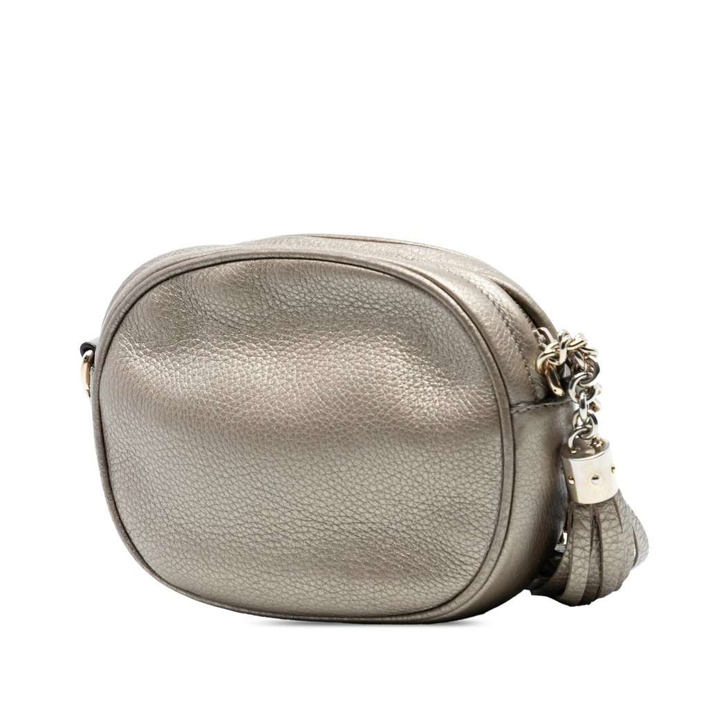 Gucci Mini Metallic Pebbled Calfskin Soho Chain Crossbody Gold Leather Very good - Back View