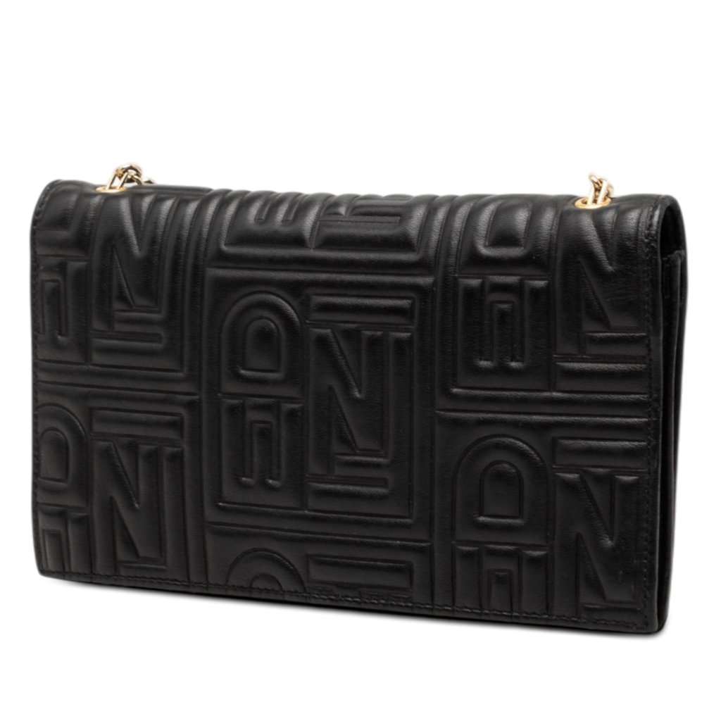 Fendi Embossed Nappa Logo Chain Clutch Black Leather Very good condition - Back View