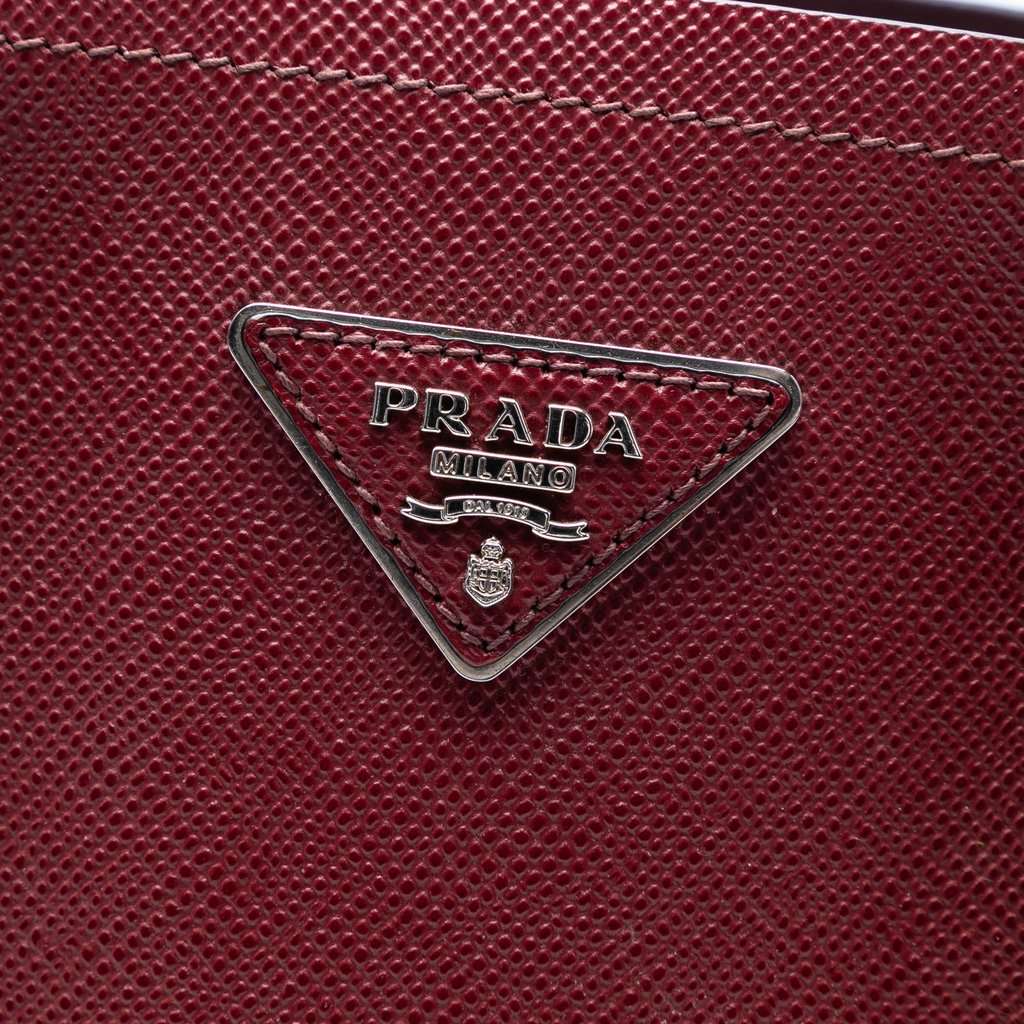 Prada Medium Saffiano Cuir Double Handle Satchel Red Leather Very good condition - Box View