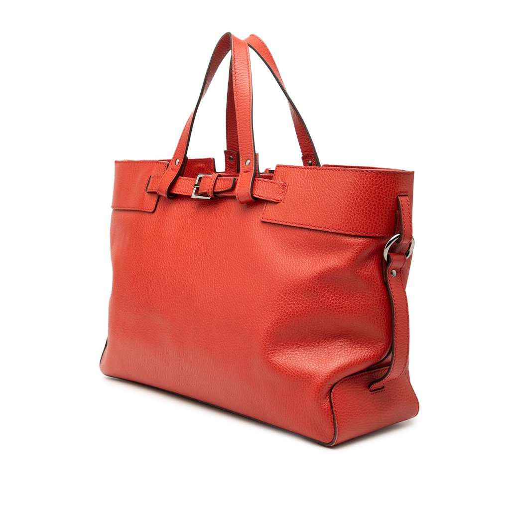Gucci Calfskin Buckle Satchel Red Leather Very good - Back View