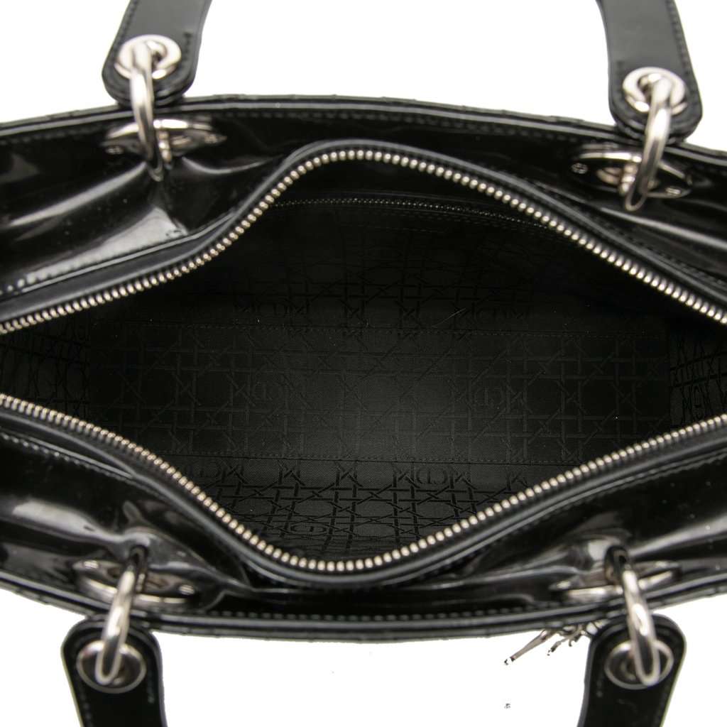 Dior Large Patent Cannage Lady Dior Black Leather Very good condition - Model View