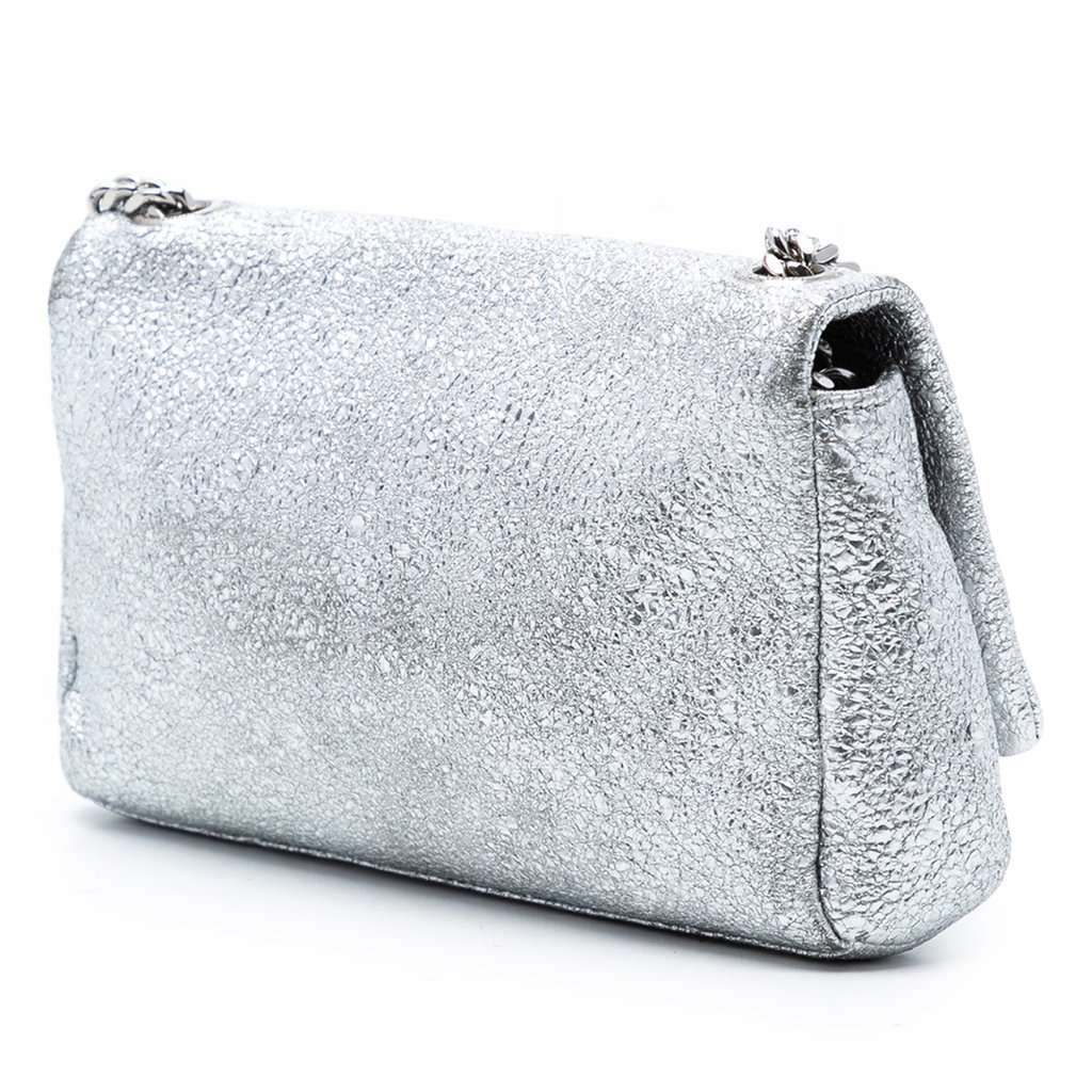 Saint Laurent Toy Metallic Crackled Calfskin Monogram West Hollywood Crossbody Silver Leather Very good condition - Back View