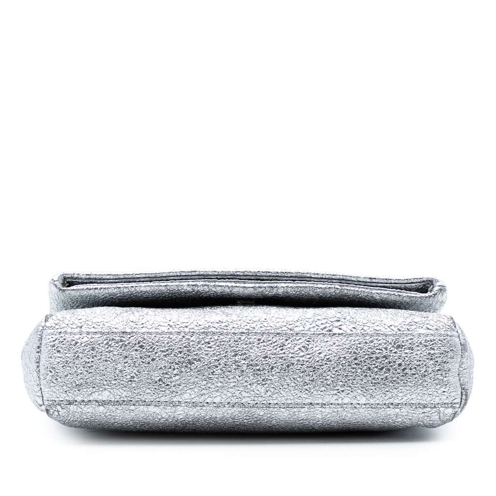 Saint Laurent Toy Metallic Crackled Calfskin Monogram West Hollywood Crossbody Silver Leather Very good condition - Inside View