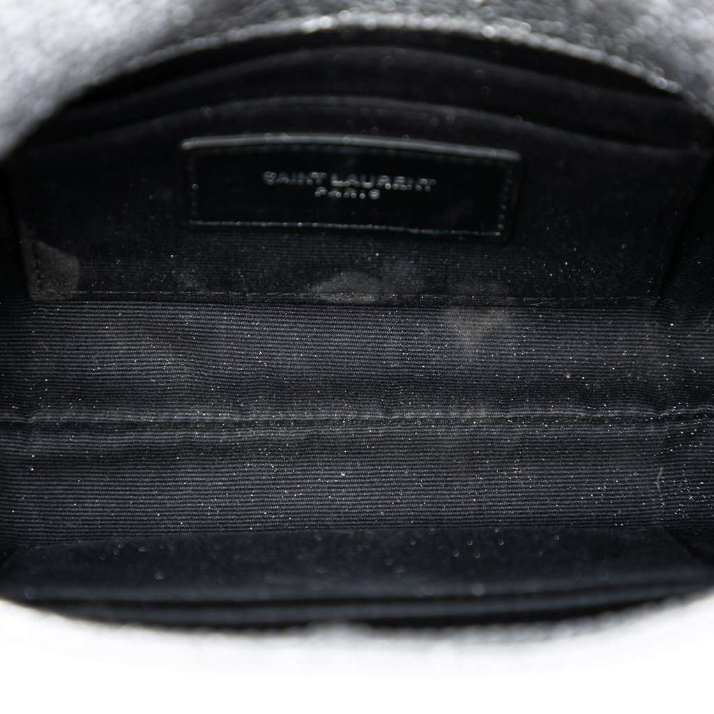 Saint Laurent Toy Metallic Crackled Calfskin Monogram West Hollywood Crossbody Silver Leather Very good condition - Model View
