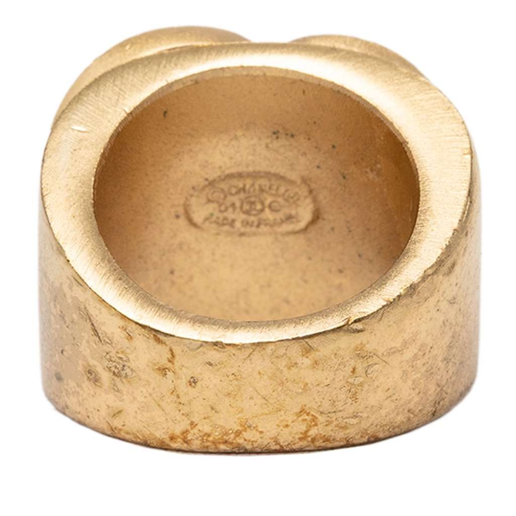 Chanel CC Gold Plated Band Ring Gold Metal Very good - Inside View