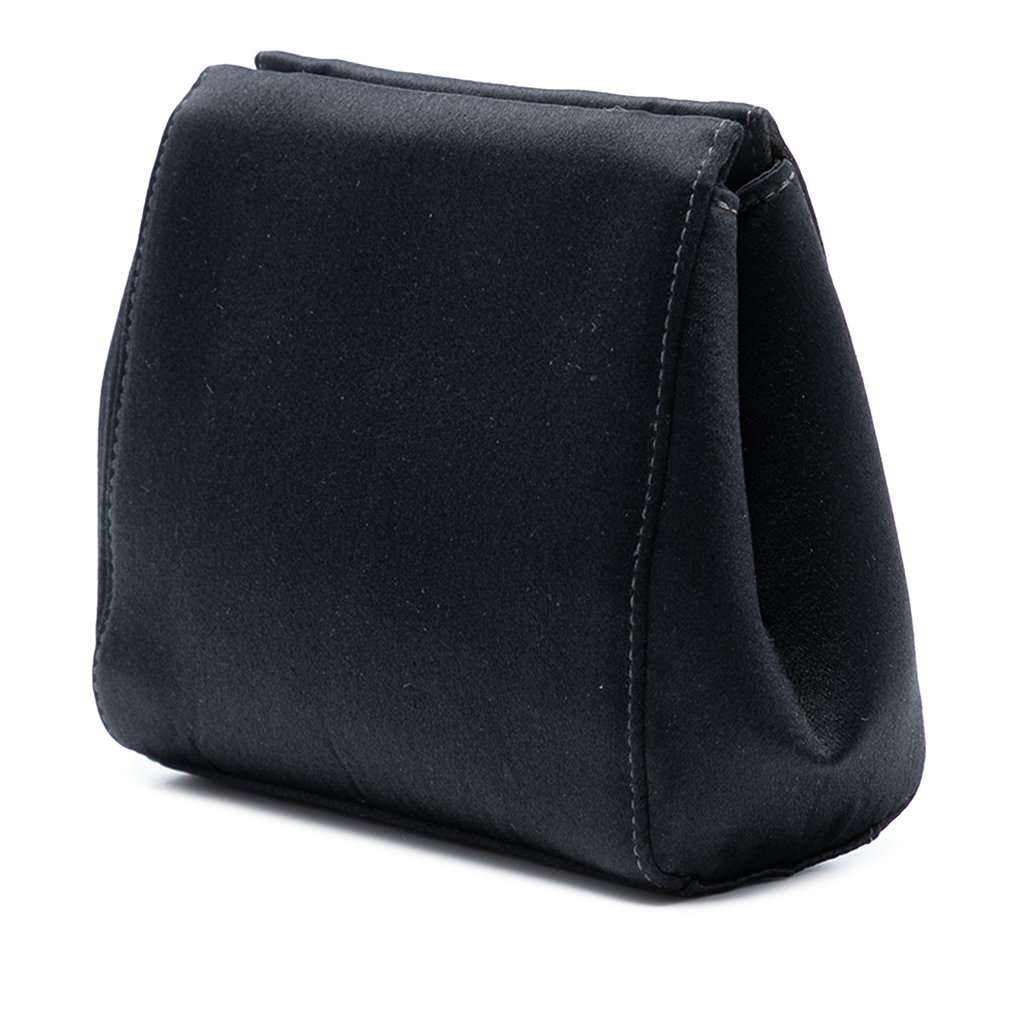 Chanel Satin Camellia Evening Bag Black Very good - Back View
