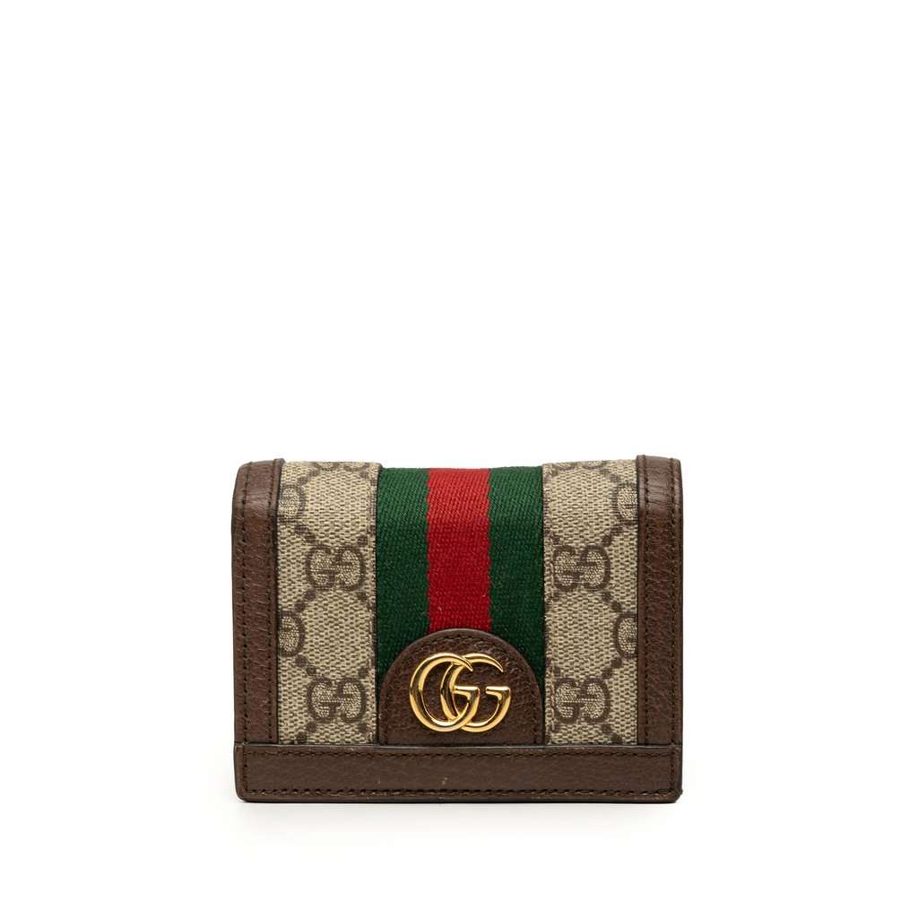 Gucci GG Supreme Web Ophidia Small Wallet Beige Very good - Front View