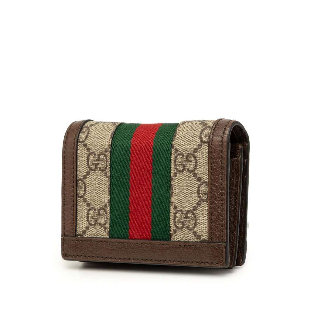 Gucci GG Supreme Web Ophidia Small Wallet Beige Very good - Back View