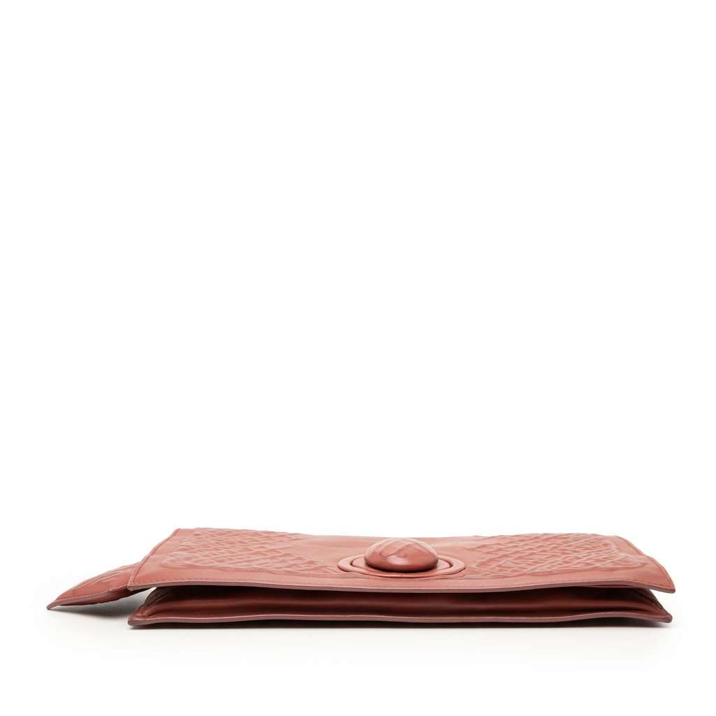 Bottega Veneta Nappa Embossed Intrecciato Turn Lock Clutch Brown Leather Very good condition - Inside View