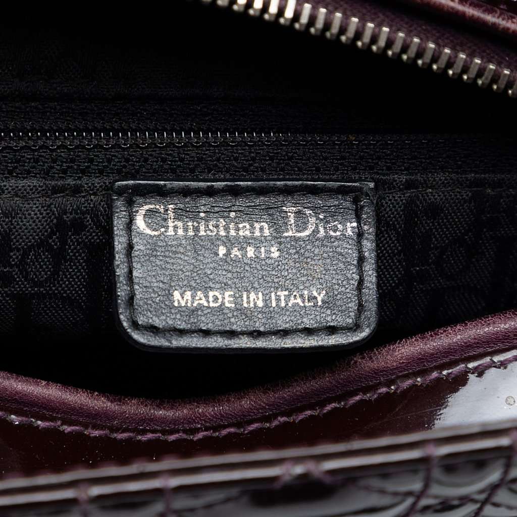 Dior Medium Patent Cannage Lady Dior Purple Leather Very good condition - Box View