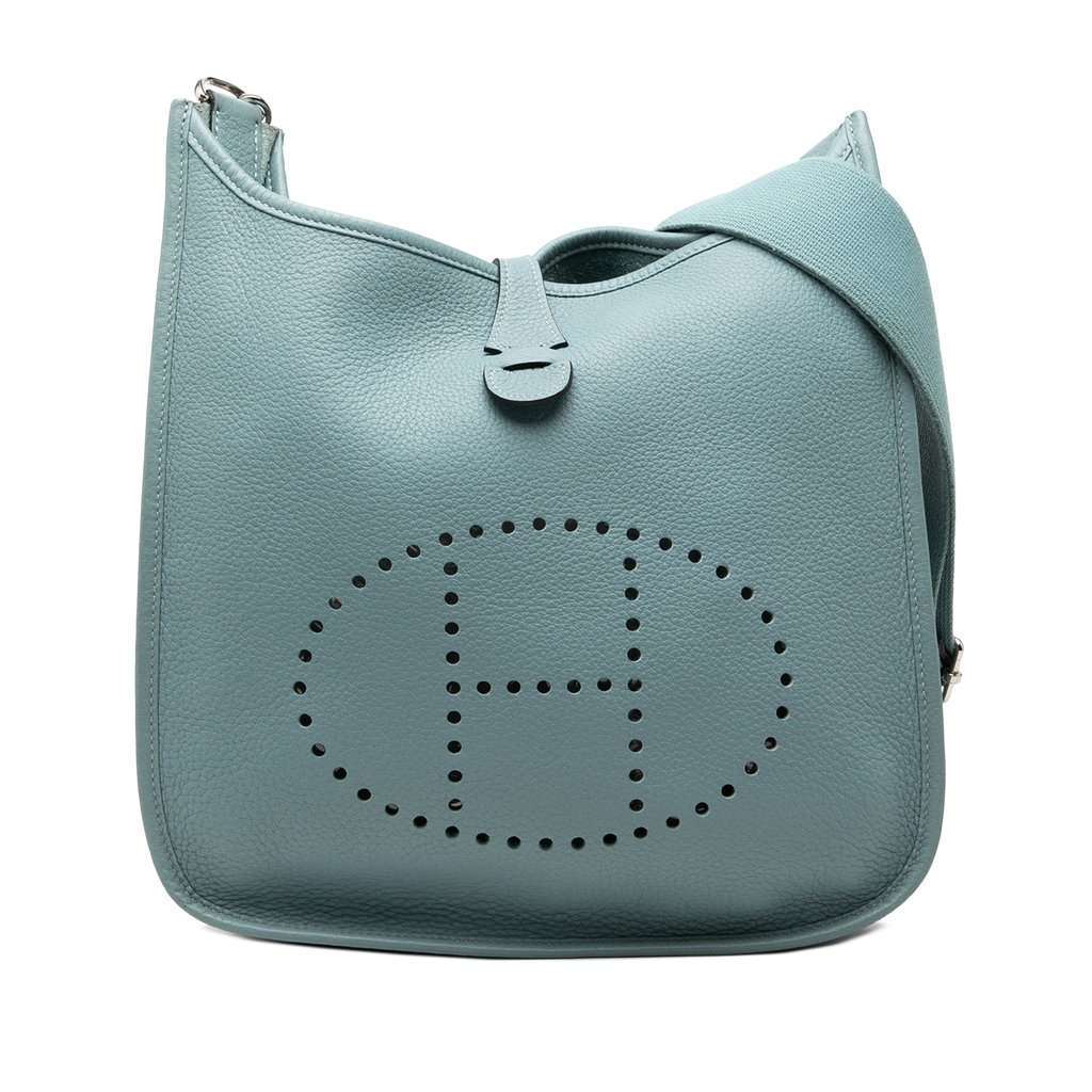 Hermès Clemence Evelyne III 29 Blue Leather Very good condition - Front View
