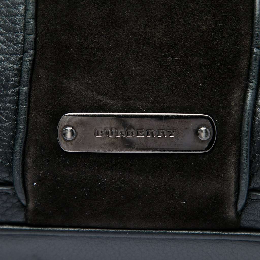 Burberry Grained Calfskin and Suede Satchel Black Leather Good - Box View
