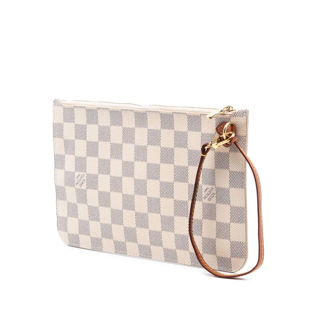 Louis Vuitton Damier Azur Neverfull MM Pouch White Very good - Back View