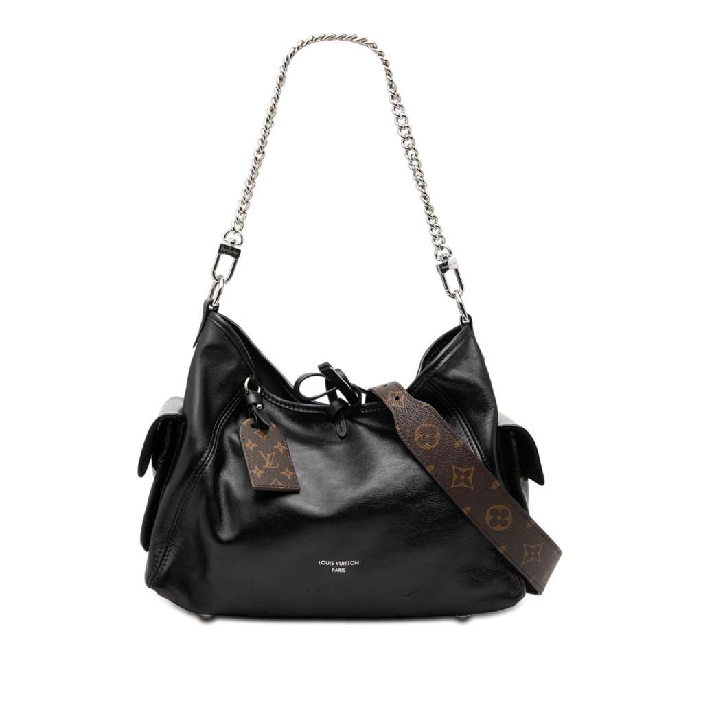 Louis Vuitton Lambskin CarryAll Cargo Vibe PM Black Leather Very good condition - Front View