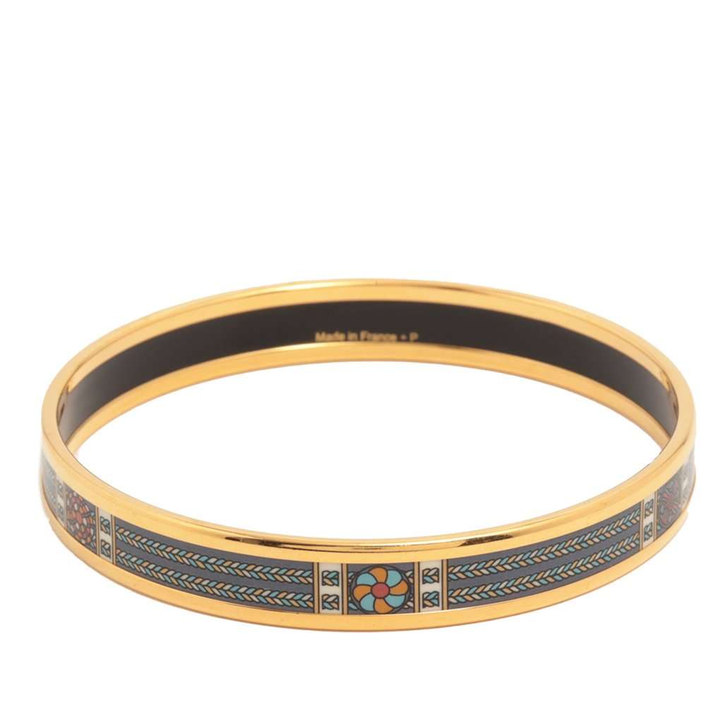 Hermès Narrow Printed Enamel Bangle 65 MultiColor Very good condition - Back View