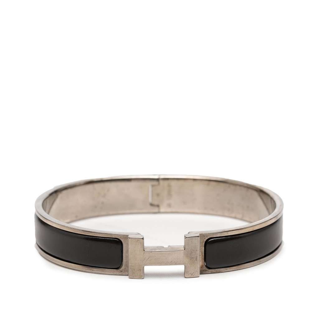 Hermès Narrow Enamel Clic H Bracelet PM Black Very good - Front View