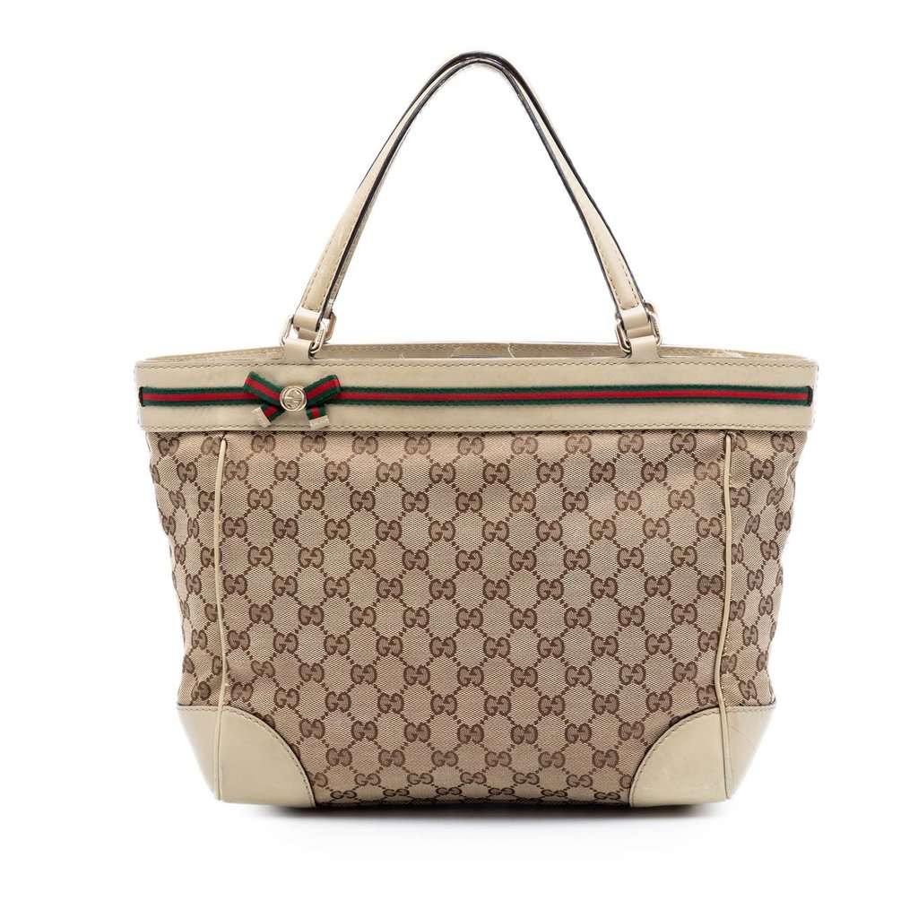 Gucci GG Canvas Web Mayfair Tote Beige Very good condition - Front View