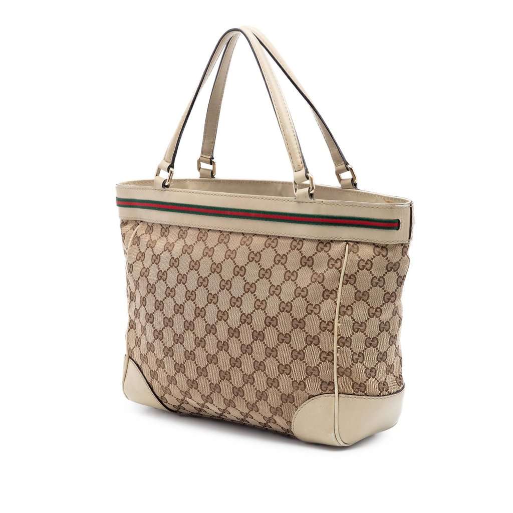 Gucci GG Canvas Web Mayfair Tote Beige Very good condition - Back View