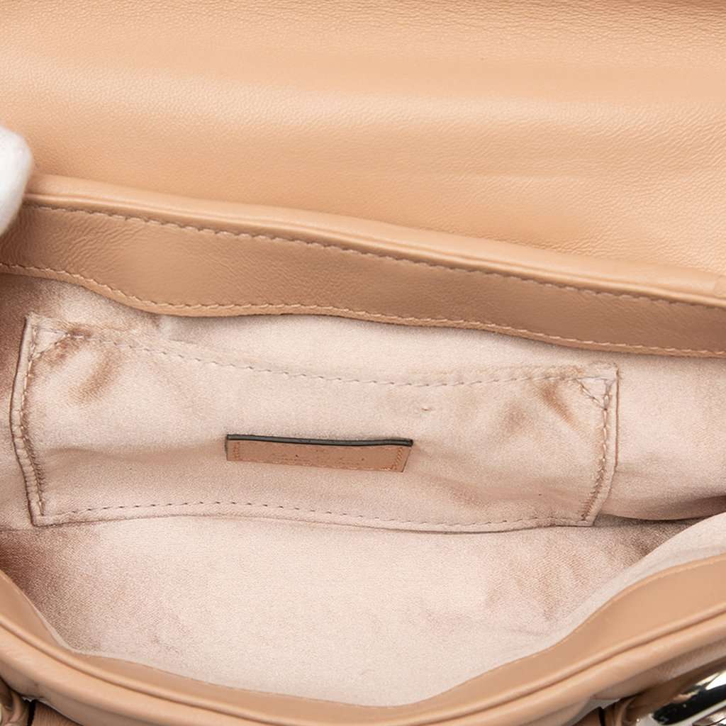 Gucci Small Quilted Calfskin Horsebit Chain Satchel Beige Leather Very good condition - Model View