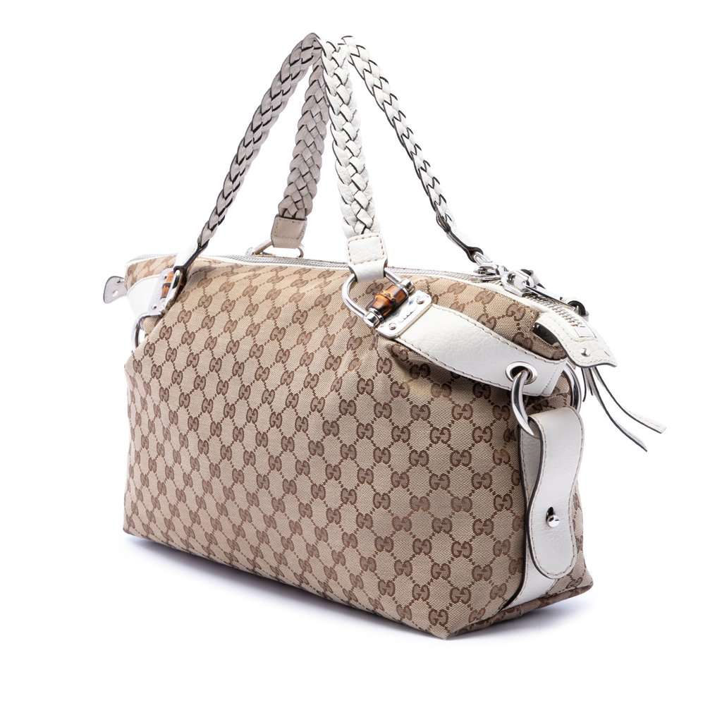 Gucci Medium GG Canvas Bamboo Bar Tote Beige Very good - Back View