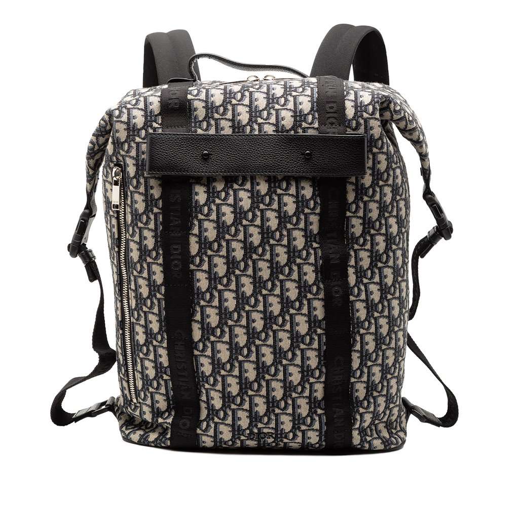 Dior Oblique Canvas Safari Backpack Blue Very good - Front View