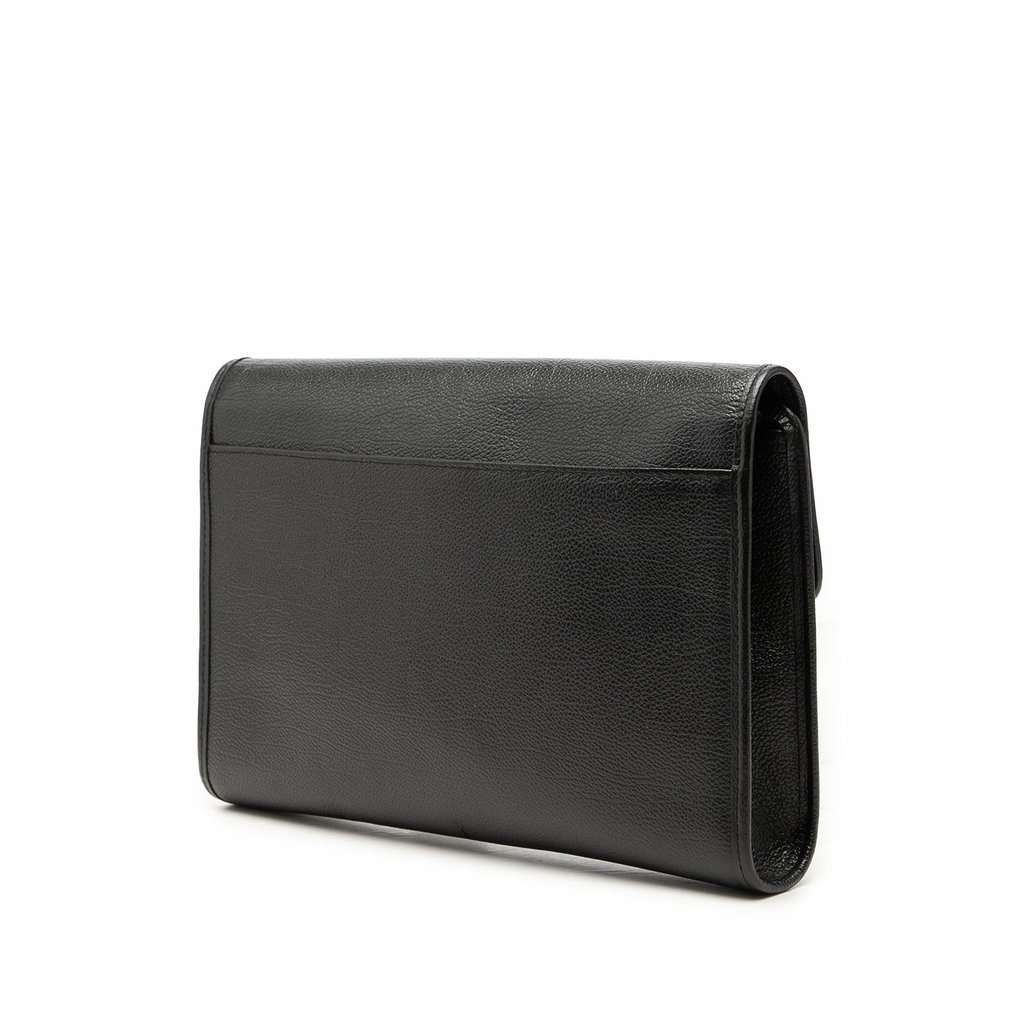 Saint Laurent Grain de Poudre Envelope Clutch Black Leather Very good - Back View