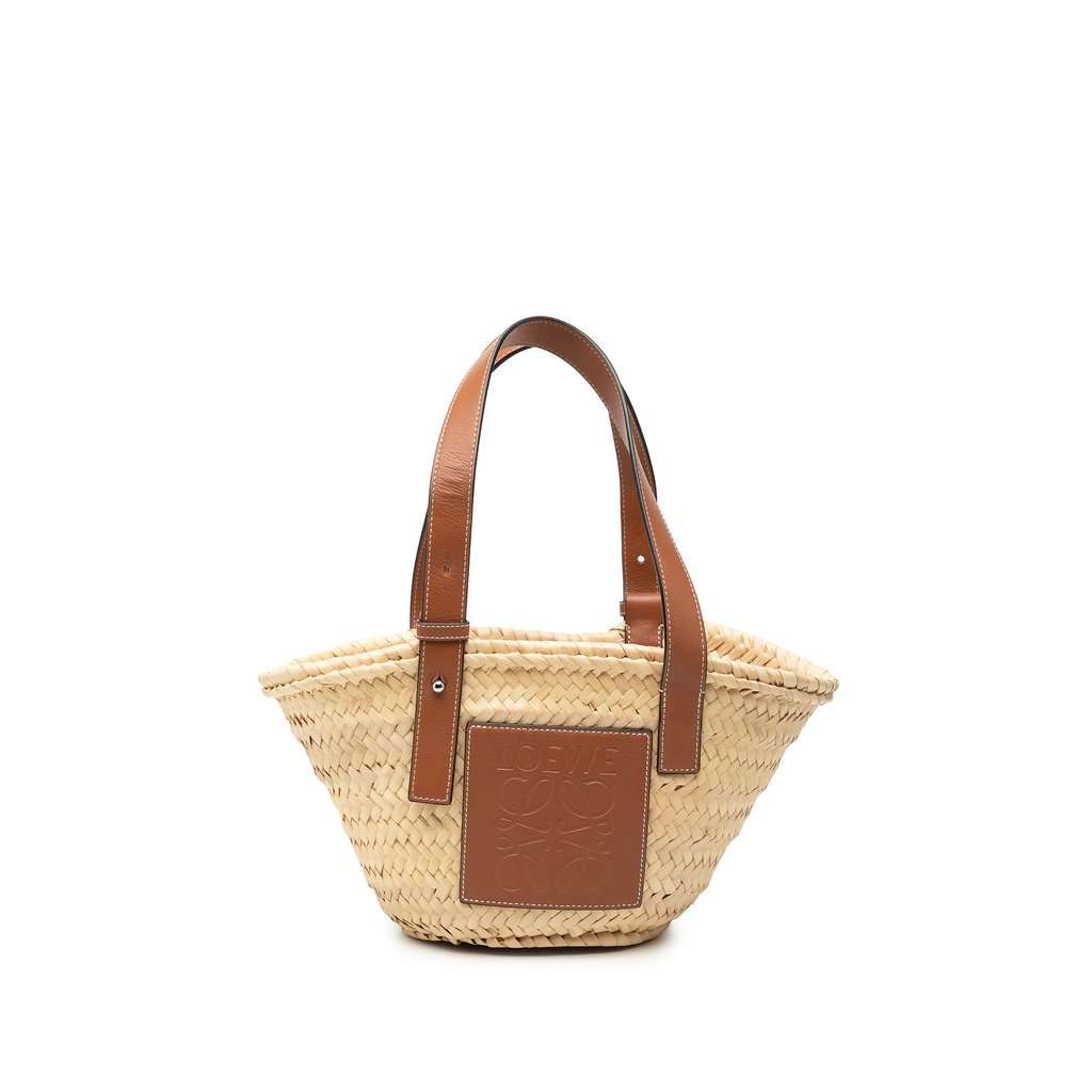 LOEWE Small Raffia Anagram Basket Tote Beige Very good - Front View