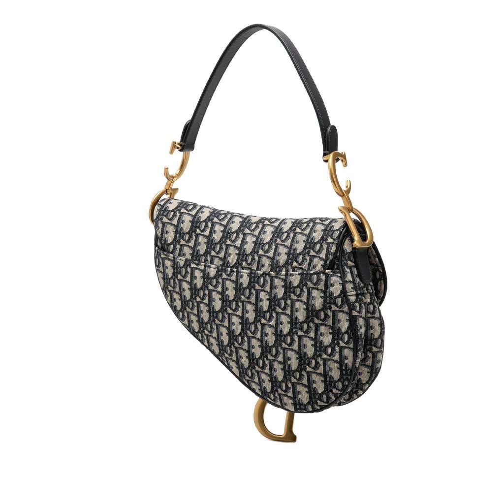 Dior Oblique Canvas Saddle Bag Blue Very good condition - Back View