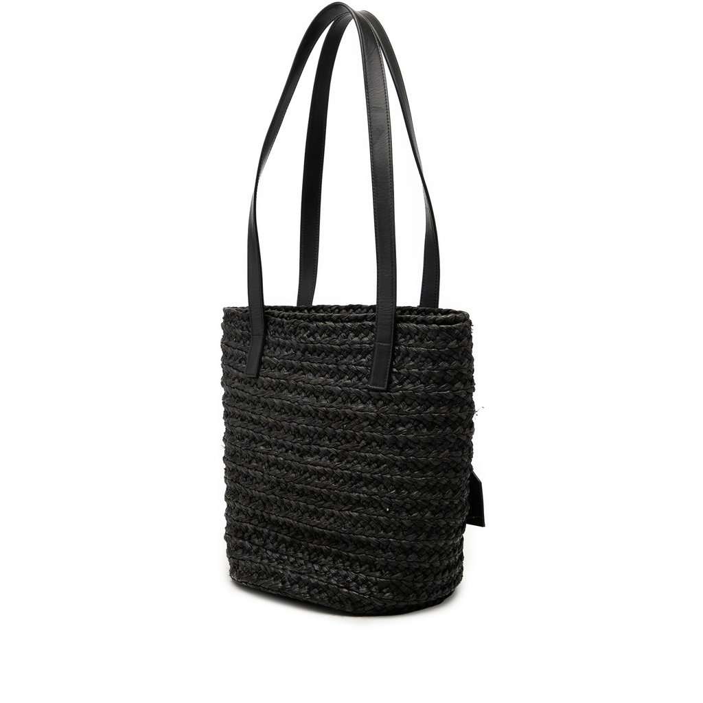 Saint Laurent Small Raffia Panier Tote Black Very good condition - Back View