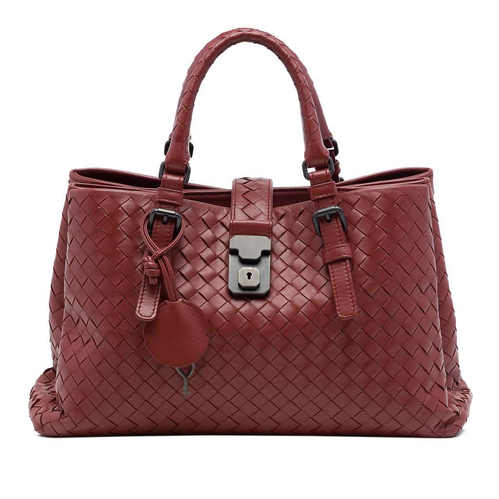 Bottega Veneta Small Nappa Intrecciato Roma Satchel Red Leather Very good - Front View