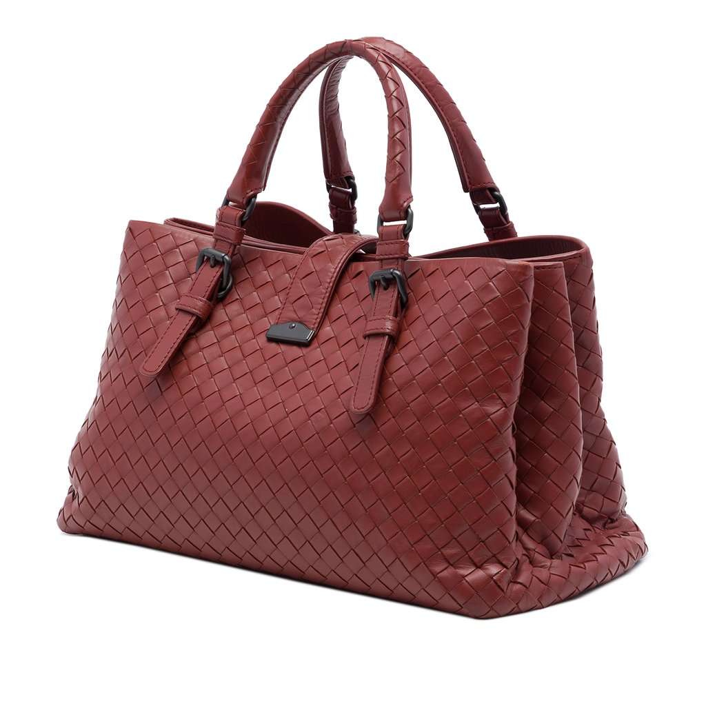 Bottega Veneta Small Nappa Intrecciato Roma Satchel Red Leather Very good - Back View