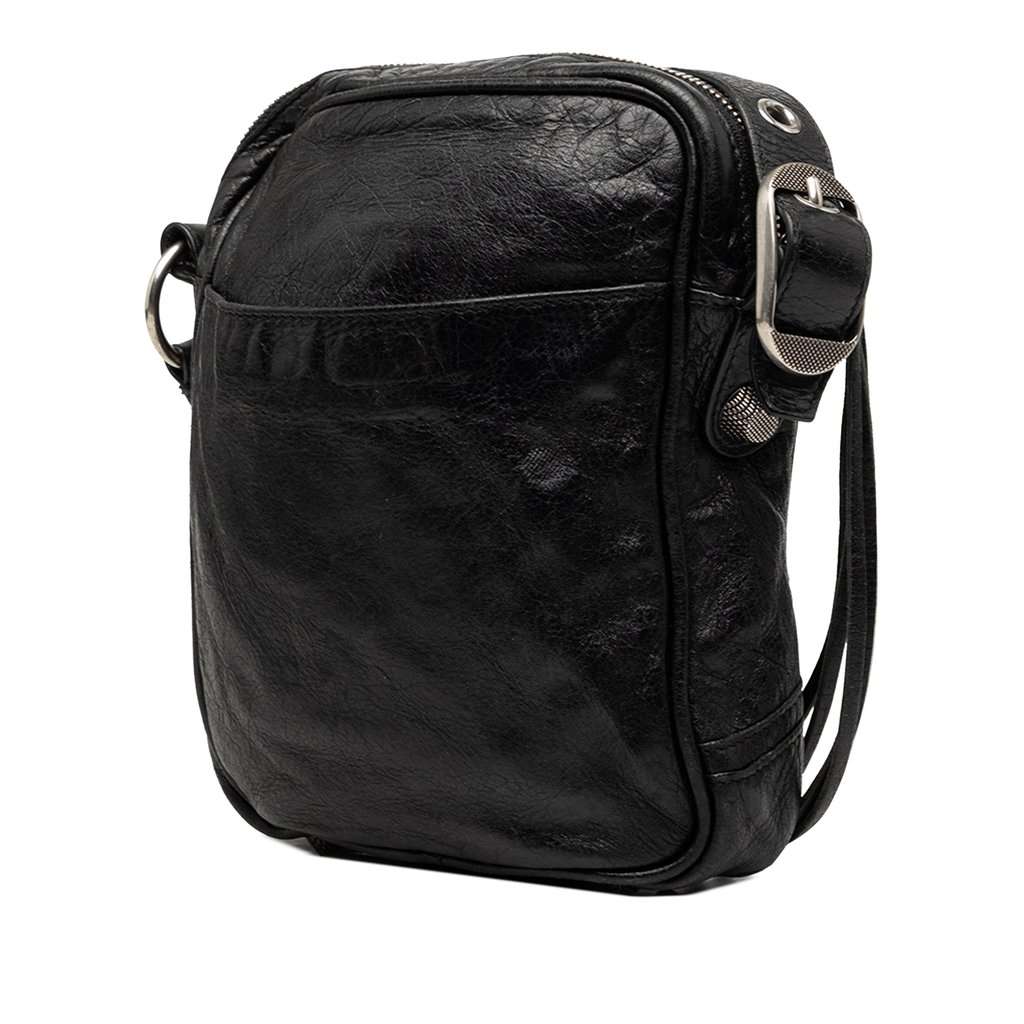 Balenciaga Lambskin Motocross Le Cagole Messenger Bag Black Leather Very good condition - Back View