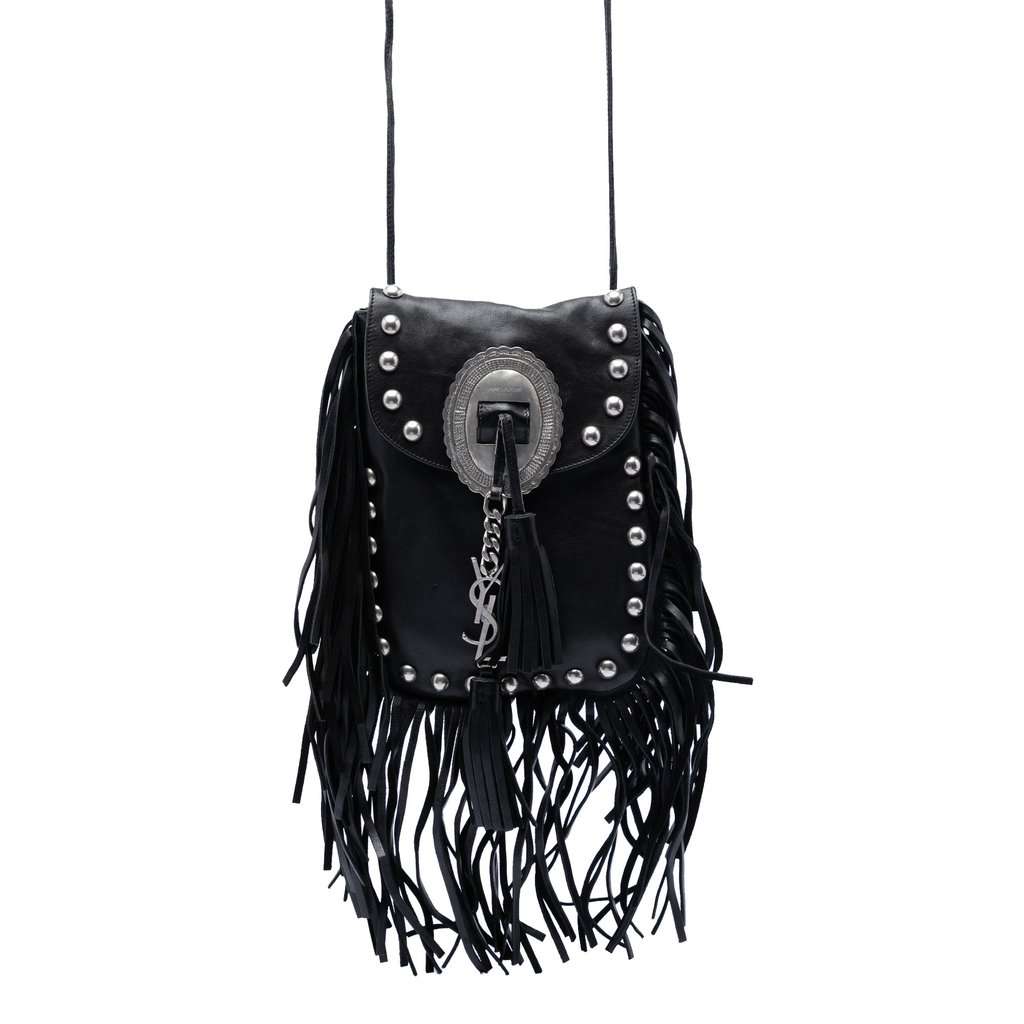 Saint Laurent Studded Leather Anita Fringed Crossbody Black Leather Very good condition - Front View