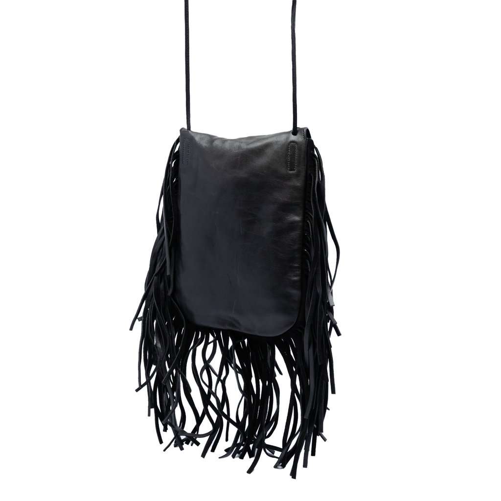 Saint Laurent Studded Leather Anita Fringed Crossbody Black Leather Very good condition - Back View