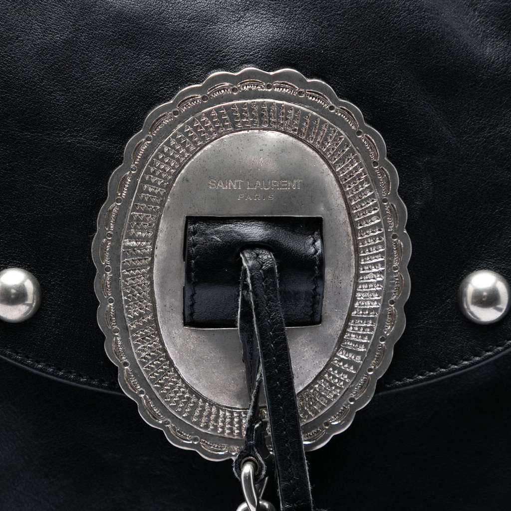 Saint Laurent Studded Leather Anita Fringed Crossbody Black Leather Very good condition - Box View