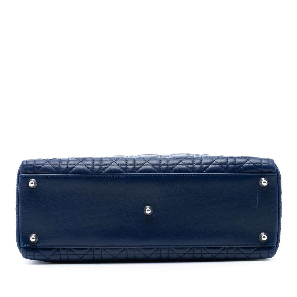 Dior Large Lambskin Cannage Lady Dior Blue Leather Very good condition - Inside View