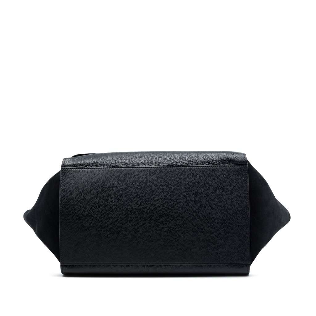 Celine Medium Drummed Calfskin and Suede Trapeze Double Zip Satchel Black Leather Very good condition - Inside View