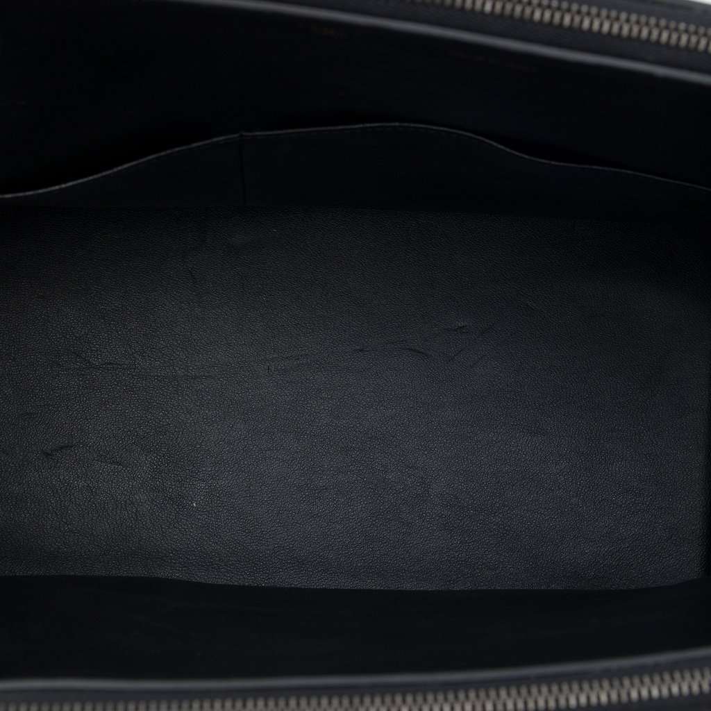 Celine Medium Drummed Calfskin and Suede Trapeze Double Zip Satchel Black Leather Very good condition - Model View