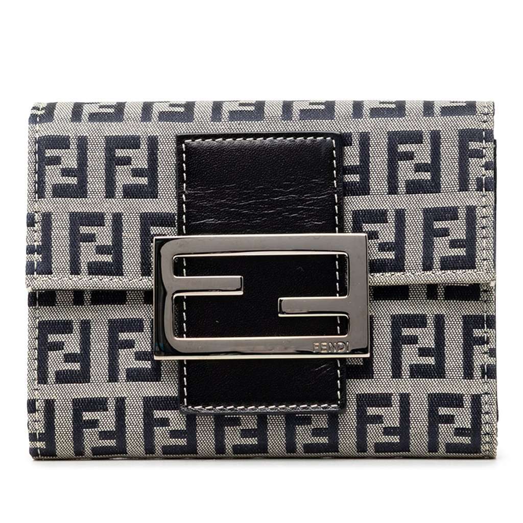 Fendi Zucchino Canvas Trifold Wallet MultiColor Very good - Front View