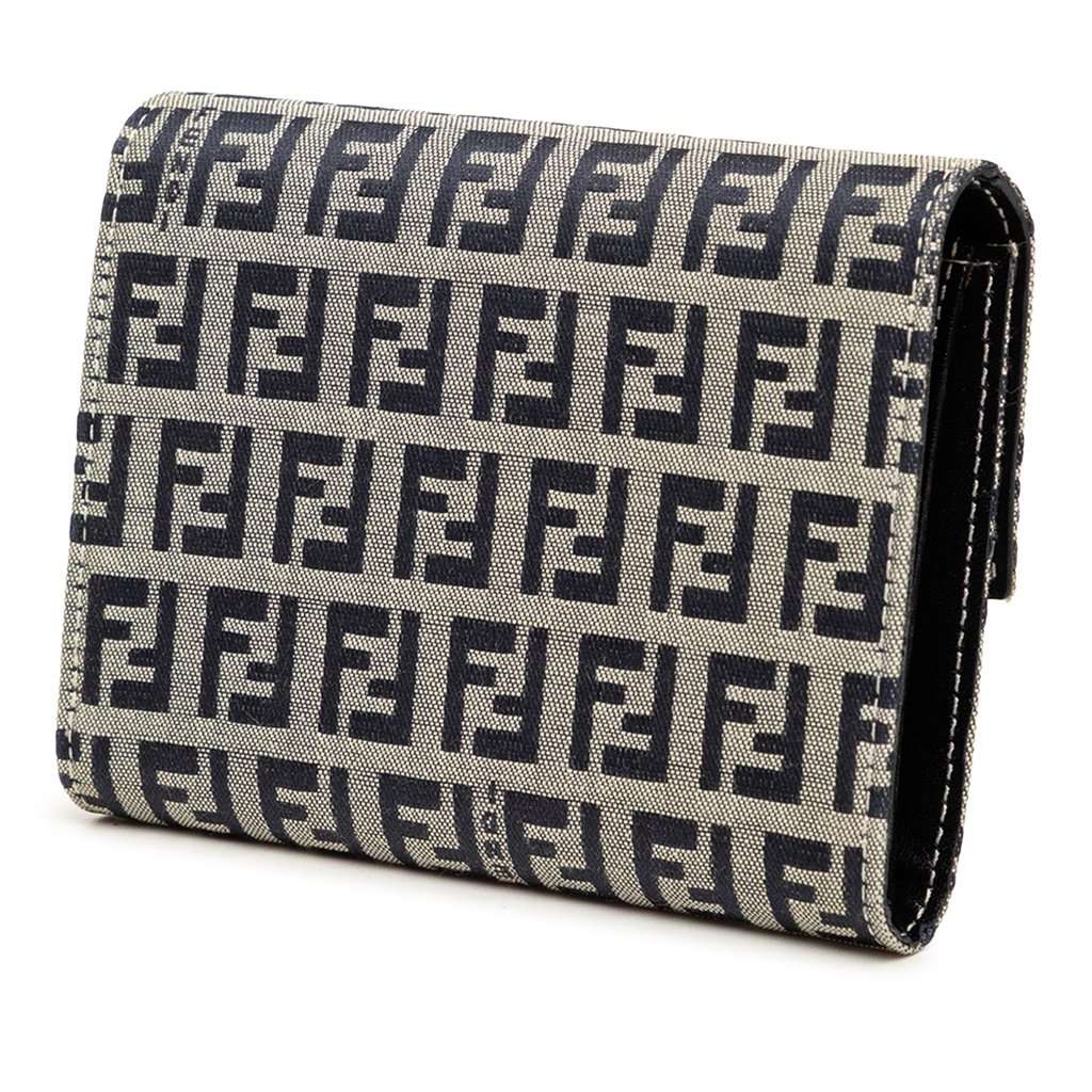 Fendi Zucchino Canvas Trifold Wallet MultiColor Very good - Back View