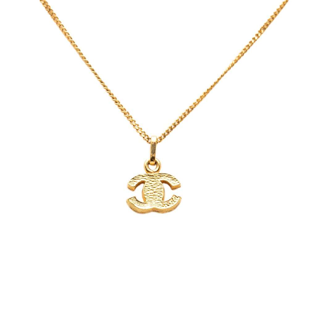 Chanel CC Gold Plated Strass Pendant Necklace Gold Metal Very good - Inside View